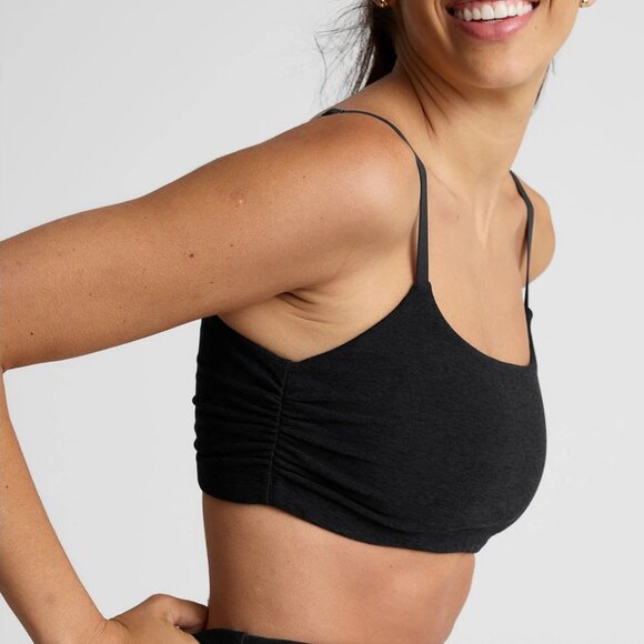 Beyond Yoga SET Spacedye Raise The Barre Shirred Bra Tank Gray Black Adjustable - Picture 8 of 10